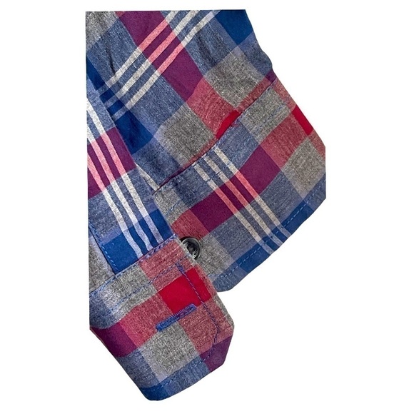 VINCE Men’s Blue Gray Red Plaid Cotton Button Down Long Sleeve Shirt XL - Picture 4 of 5